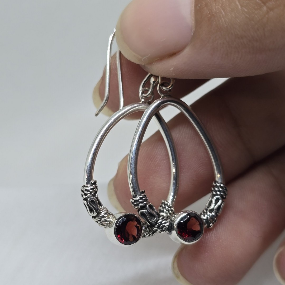 Sterling silver garnet earrings image 1